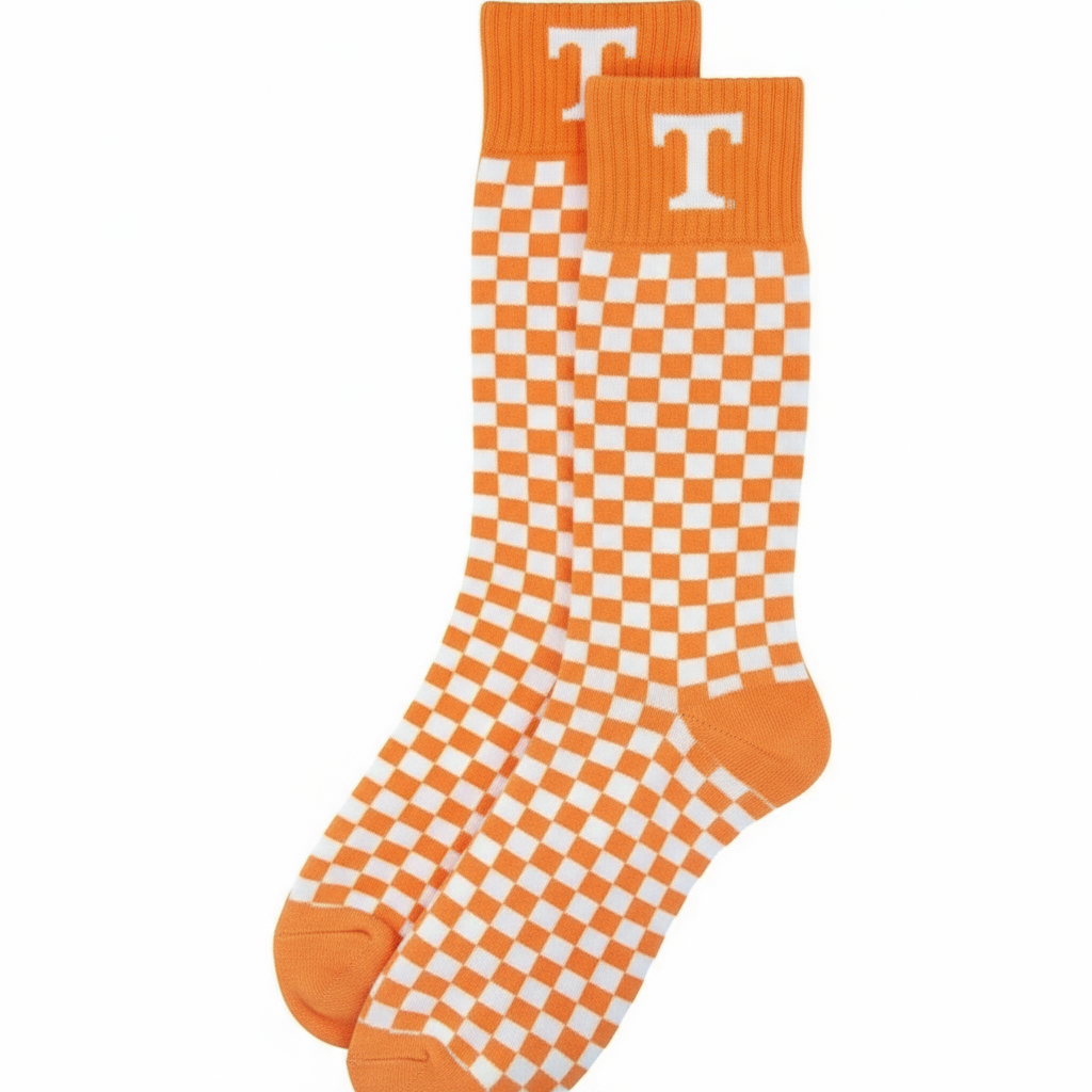 Power T Orange and White Checkered Socks